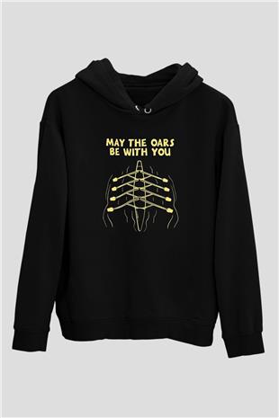 Kürek - Rowing Sport Baskılı Unisex Siyah Hoodie