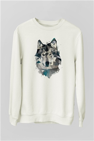 Kurt Baskılı Unisex Beyaz  Sweatshirt