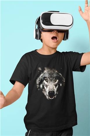 Kurt Baskılı Unisex Siyah  Çocuk Tişört