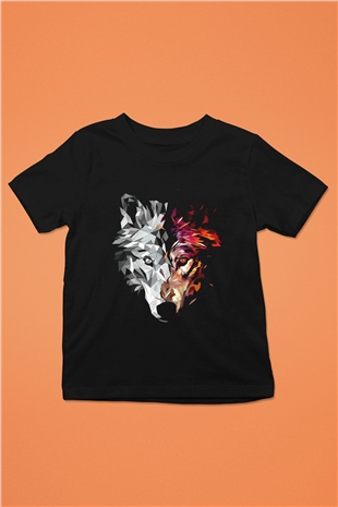 Kurt Baskılı Unisex Siyah  Çocuk Tişört