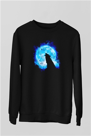 Kurt Baskılı Unisex Siyah  Sweatshirt