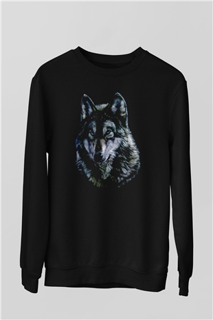 Kurt Baskılı Unisex Siyah  Sweatshirt