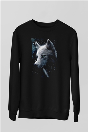 Kurt Baskılı Unisex Siyah  Sweatshirt