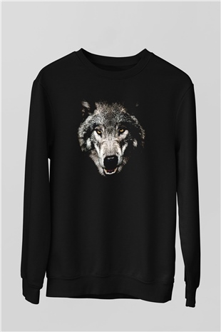Kurt Baskılı Unisex Siyah  Sweatshirt