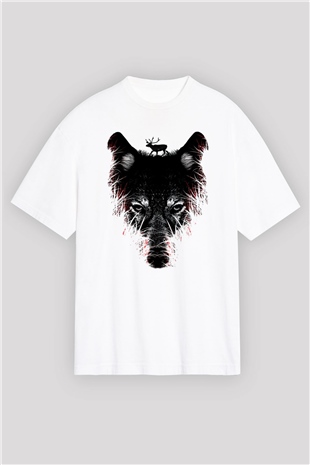 Kurt Beyaz Unisex Oversize Tişört T-Shirt