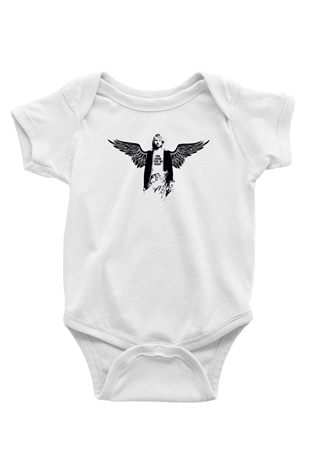 Kurt Cobain Baskılı Beyaz Unisex Bebek Body - Zıbın