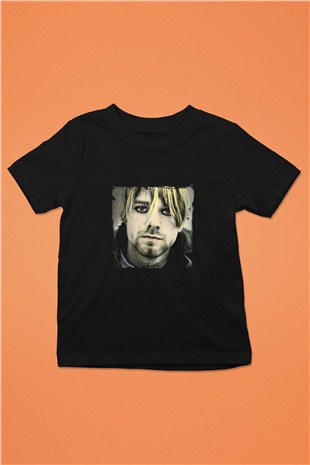 Kurt Cobain Baskılı Unisex Siyah Çocuk Tişört