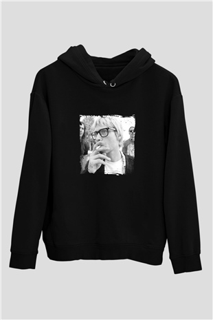 Kurt Cobain Baskılı Unisex Siyah Hoodie