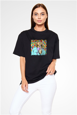 Kurt Cobain Baskılı Unisex Siyah Oversize Tişört