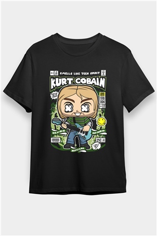Kurt Cobain Baskılı Unisex Siyah Tişört