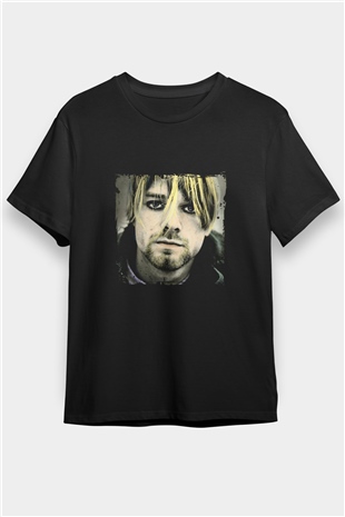 Kurt Cobain Baskılı Unisex Siyah Tişört
