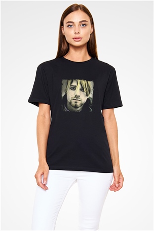 Kurt Cobain Baskılı Unisex Siyah Tişört