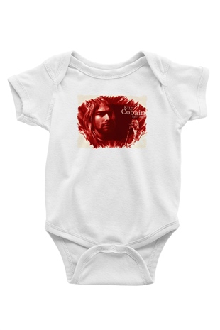 Kurt Cobain Beyaz Bebek Body - Zıbın