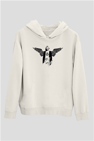 Kurt Cobain Beyaz Unisex Kapşonlu Sweatshirt