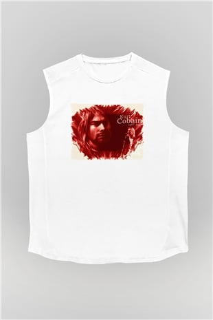 Kurt Cobain Beyaz Unisex Kolsuz Tişört