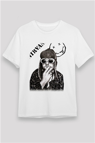 Kurt Cobain Beyaz Unisex Tişört T-Shirt - TişörtFabrikası