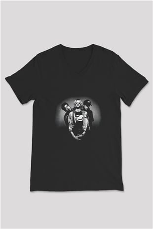 Kurt Cobain Siyah Unisex V Yaka Tişört T-Shirt