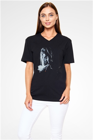 Kurt Cobain Siyah Unisex V Yaka Tişört