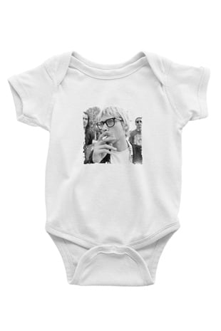 Kurt Cobain Unisex Baskılı Beyaz Bebek Body - Zıbın