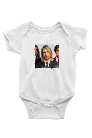 Kurt Cobain Unisex Baskılı Beyaz Bebek Body - Zıbın