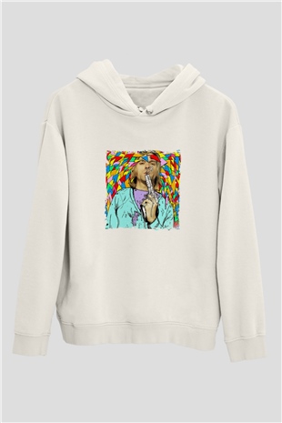 Kurt Cobain Unisex Baskılı Beyaz Kapüşonlu Sweatshirt