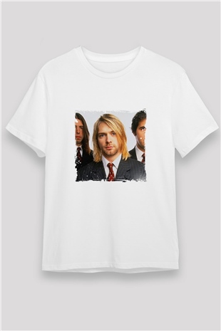 Kurt Cobain Unisex Baskılı Beyaz Tişört