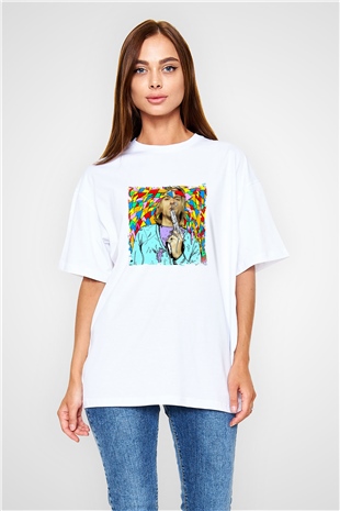 Kurt Cobain Oversize Baskılı Beyaz Tişört