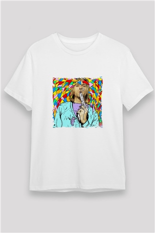 Kurt Cobain Unisex Baskılı Beyaz Tişört