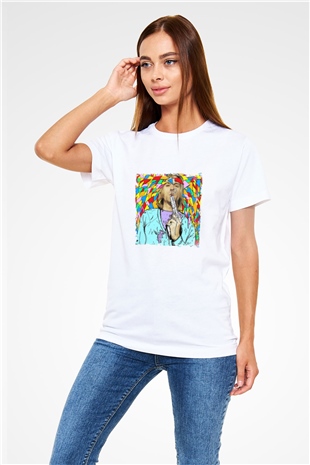Kurt Cobain Unisex Baskılı Beyaz Tişört