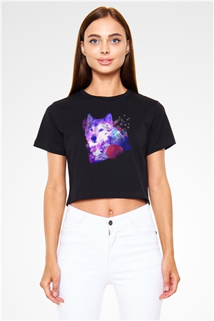 Kurt Siyah  Crop Top Tişört