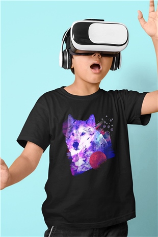 Kurt Siyah Unisex Çocuk Tişört