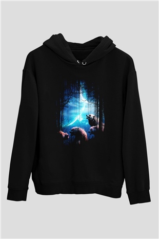 Kurt Siyah Unisex Hoodie