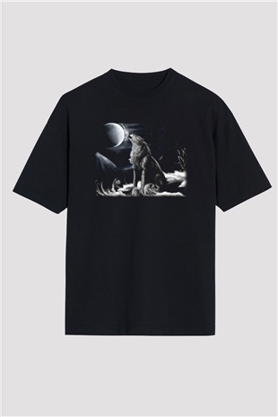 Kurt Siyah Unisex Oversize Tişört T-Shirt