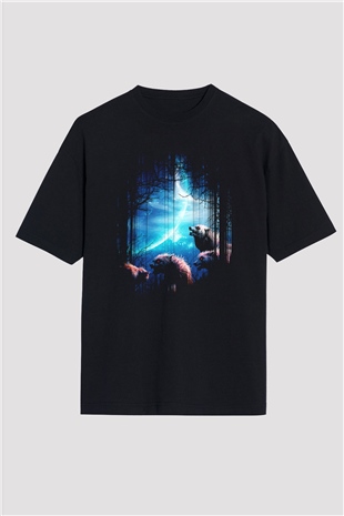 Kurt Siyah Unisex Oversize Tişört T-Shirt