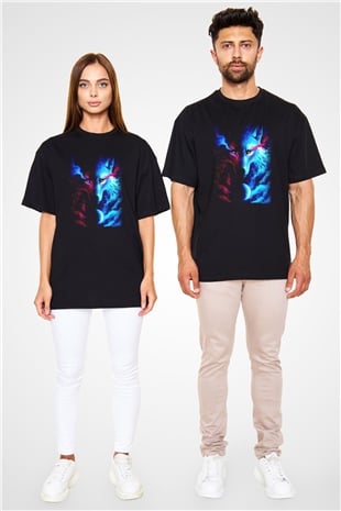Kurt Siyah Unisex Oversize Tişört T-Shirt
