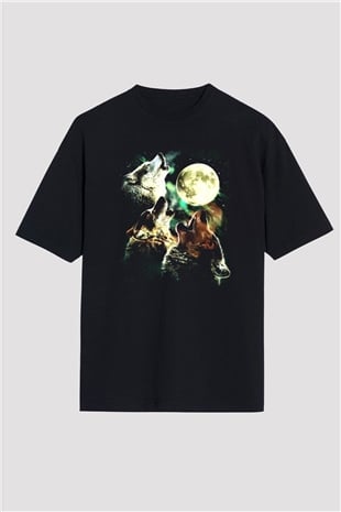 Kurt Siyah Unisex Oversize Tişört T-Shirt