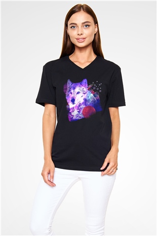 Kurt Siyah Unisex V Yaka Tişört