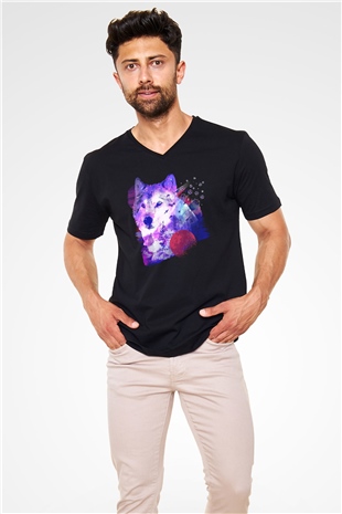 Kurt Siyah Unisex V Yaka Tişört