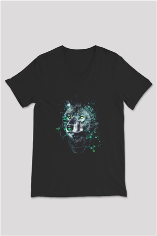 Kurt Siyah Unisex V Yaka Tişört T-Shirt
