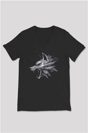 Kurt Siyah Unisex V Yaka Tişört T-Shirt