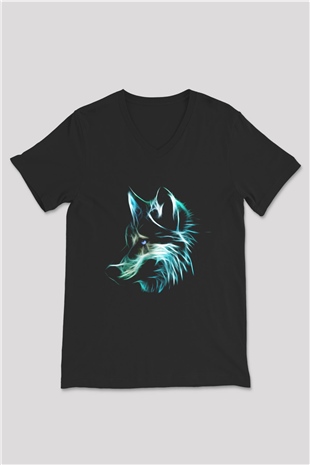 Kurt Siyah Unisex V Yaka Tişört T-Shirt