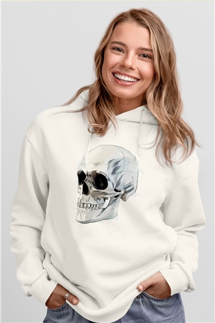 Kuru Kafa SkullBeyaz  Unisex Hoodie