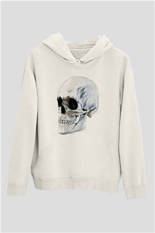 Kuru Kafa SkullBeyaz  Unisex Hoodie