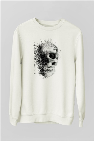 Kurukafa Baskılı Beyaz  Sweatshirt
