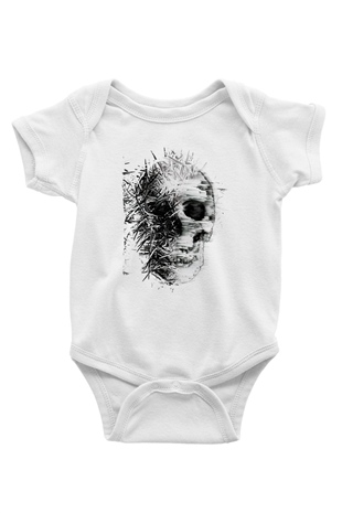 Kurukafa Baskılı Beyaz Tshirt Bebek Body - Zıbın