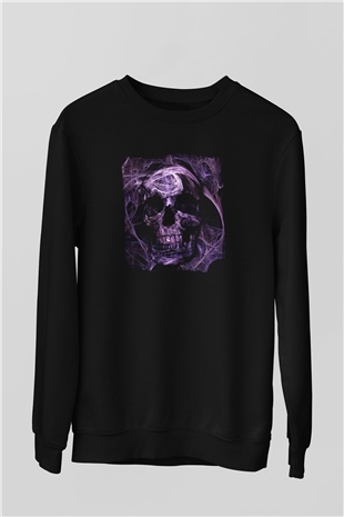 Kurukafa Baskılı Unisex Siyah  Sweatshirt
