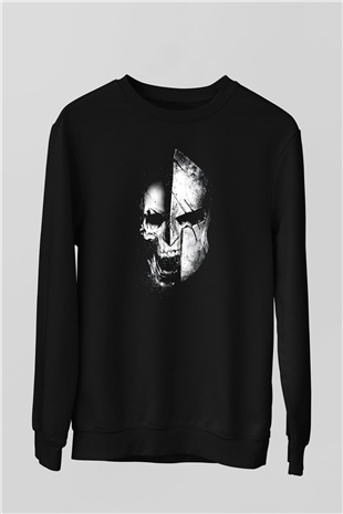 Kurukafa Baskılı Unisex Siyah  Sweatshirt