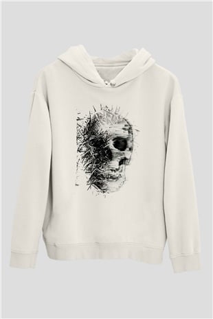 Kurukafa Beyaz Tshirt Unisex Hoodie
