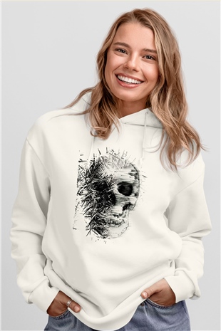 Kurukafa Beyaz Tshirt Unisex Hoodie