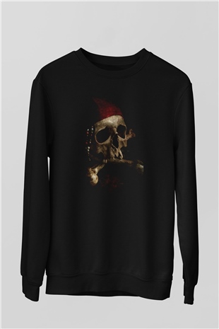 Kurukafa Korsan Baskılı Unisex Siyah  Sweatshirt